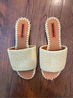 Simon Miller Salerno Raffia Slide Sandals in Natural